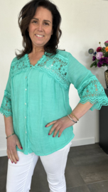 Blouse met kant Summer smaragd