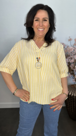Top Mira gestreept + ketting Geel