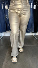 Lederlook broek G-smack "Wide leg" goud