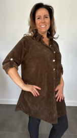 Baby rib blouse donker bruin
