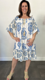 Jurk Bianca lily/flower kobalt +SIZE