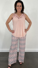 Broek met wijde pijp diamant roze
