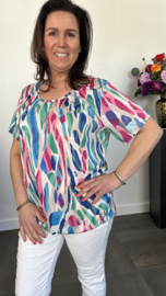 Ballon shirt met elastiek multi colours (+size)