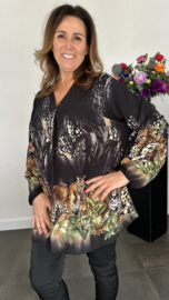 Blouse met panters zwart