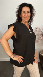 Shirt Britt met knopen en ruche Zwart