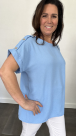 Shirt Lidya met knoopjes +Size ijsblauw
