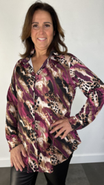 Stretch blouse travel panter paint magenta