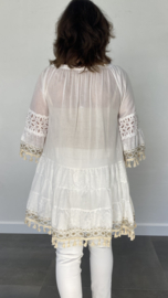 Ibiza tuniek broderie met kant ecru