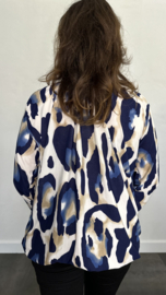 Ballon shirt met elastiek Faye blauw (+size)
