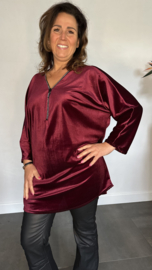 Velvet top met glitter zipp bordeaux SALE