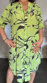 Linnenlook jurk Jade Lime