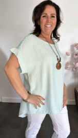 Shirt Nora kant +ketting Mint