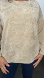 Baby rib sweater 2D reliëf print Zand