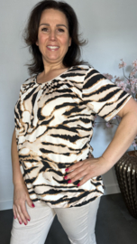Ballon shirt met elastiek New zebra zwart/zand/ ecru