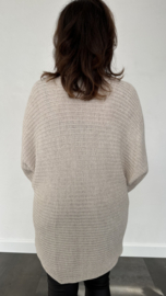 Grof gebreide trui met zakjes beige