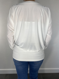 Overslag top met brede elastische boord ecru