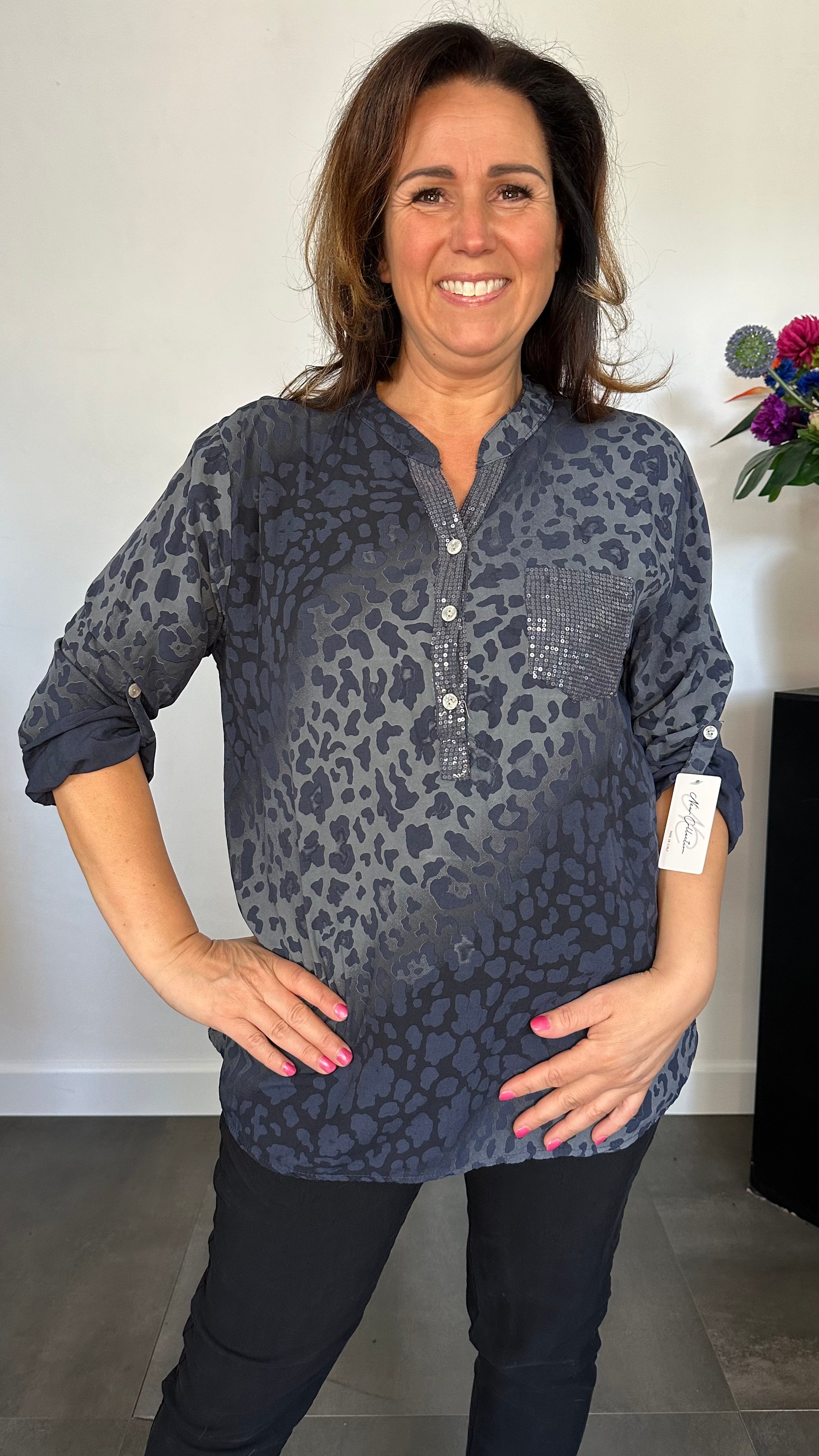 Blouse panter bling marine