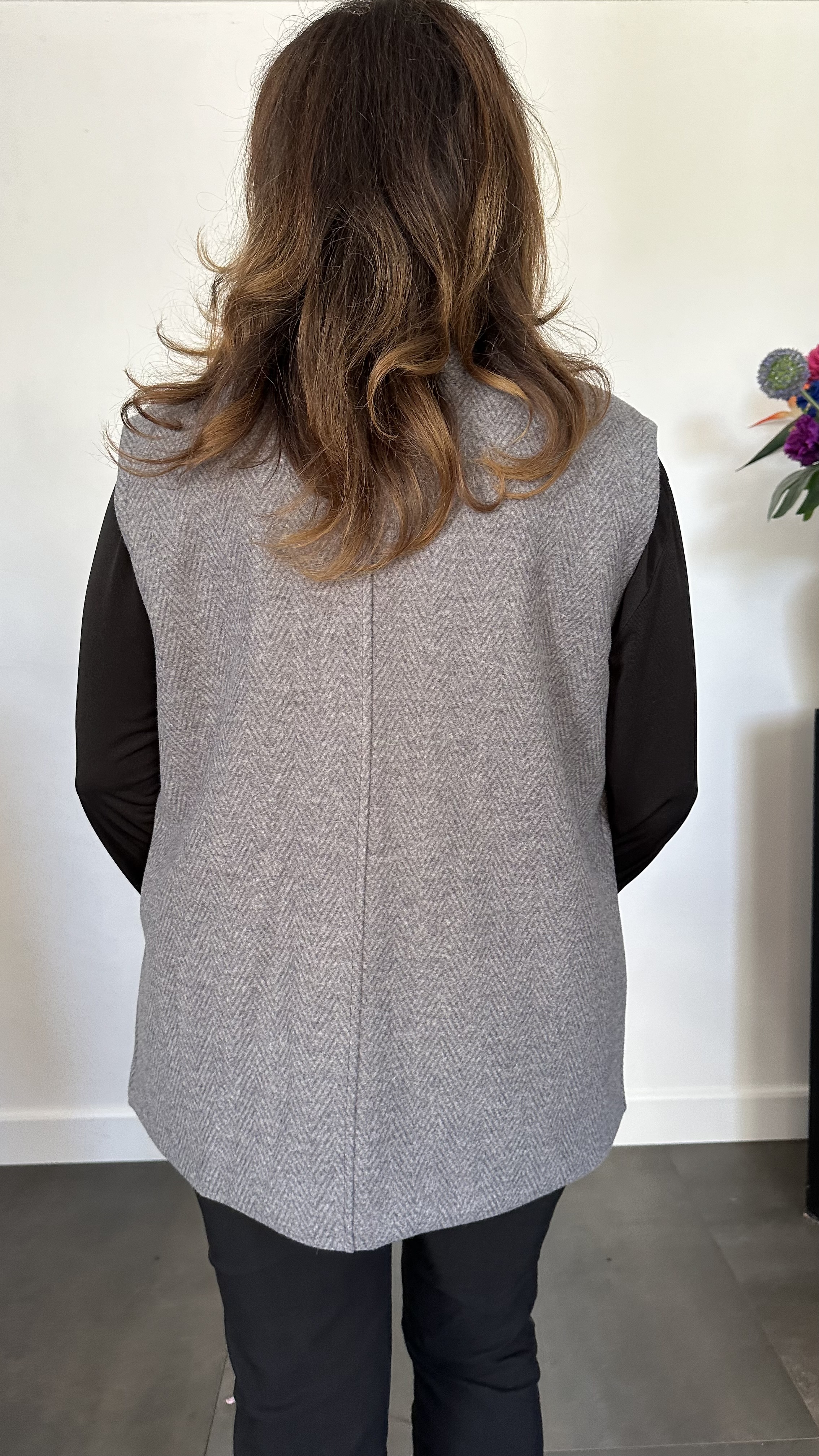 Gilet Jenny visgraad licht grijs
