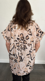 Panter shirt met ruche camel