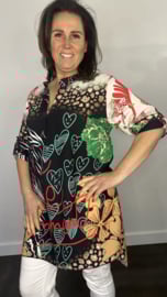 Blouse animal love zwart