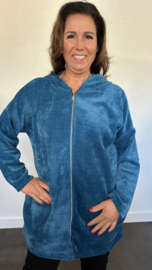 Baby rib vest met rits & capuchon +Size petrol