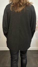 Top Lucy zilver sparkle Zwart