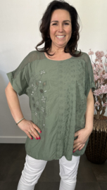 Blouse Irma broderie/ glitter Army