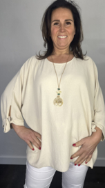 Top met strikjes & ketting +Size zand
