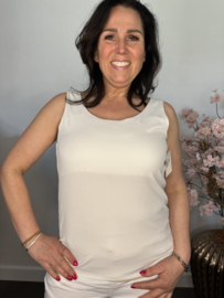 Hemd met brede schouderband ribbel Ecru