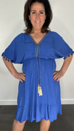 Korte jurk Roxy met elastiek kobalt
