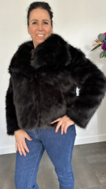 Kort bontjasje zwart (fake fur)