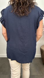 Shirt Britt met knopen en ruche Marine