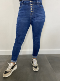 Stretch jeans met knopen en elastiek SALE