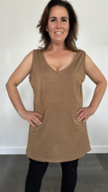 Twin set Lurex(TOP + VEST ) glamour camel/goud