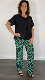 Broek met wijde pijpen tijger groen