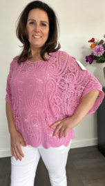Gehaakte kanten top Valerie 2-delig pink
