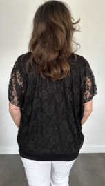 Blouse met boord KANT zwart