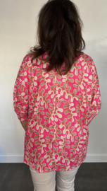 Shirt Debby fantasy met vleermuismouw fuchsia SALE