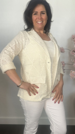 Opengewerkte blazer Ecru