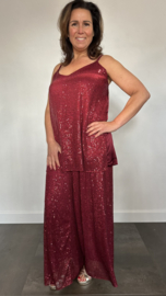 Pallazzo broek met pailletten +SIZE bordeaux