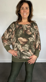 Blouse met boord autumn leaves army