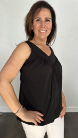 Ballon top met V-hals zwart