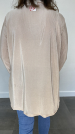 Plissé blouse met kraagje zand