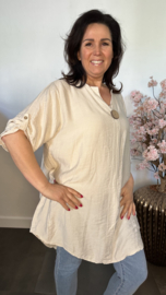 Blouse Linda linnenlook Zand