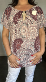 Shirt met koord travel Dreams aubergine