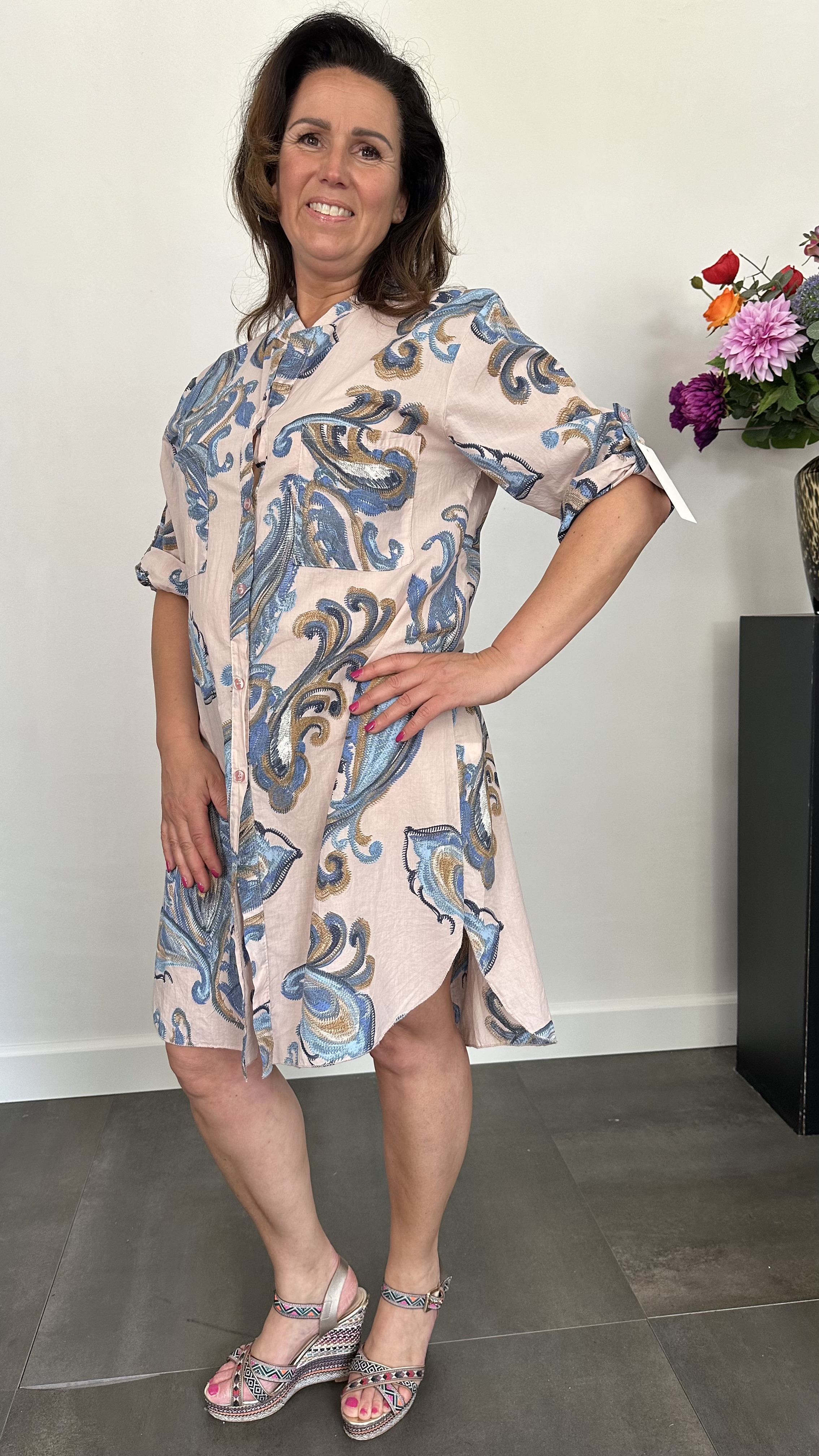 Blouse/jurk Sanne paisley roze