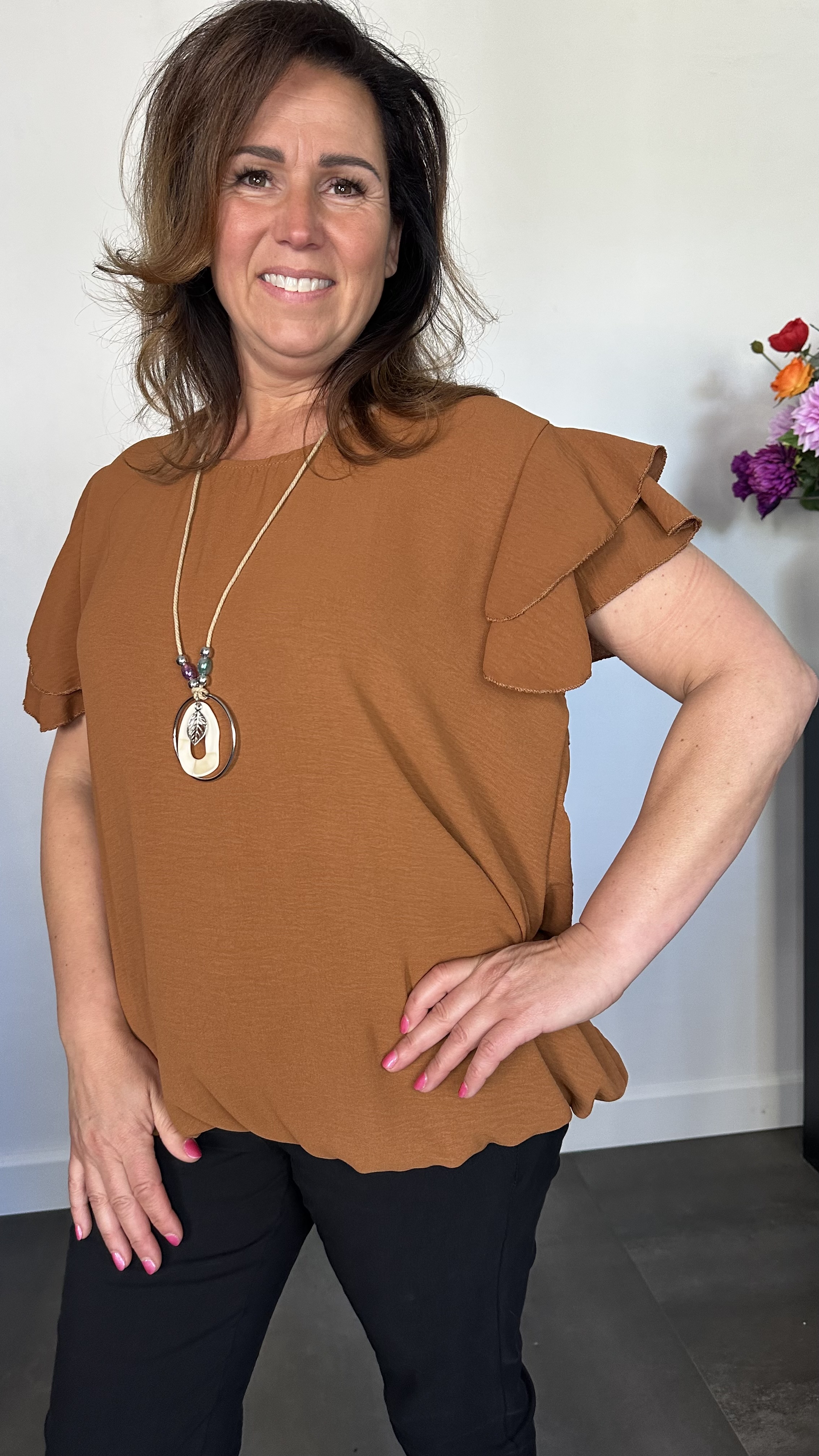 Shirt Celine met ketting cognac +SIZE