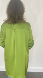 Lange blouse satijn look olijf groen
