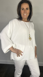 Top met strikjes & ketting + Size ecru