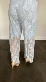 Kanten broek lacey met wijde pijp ijsblauw